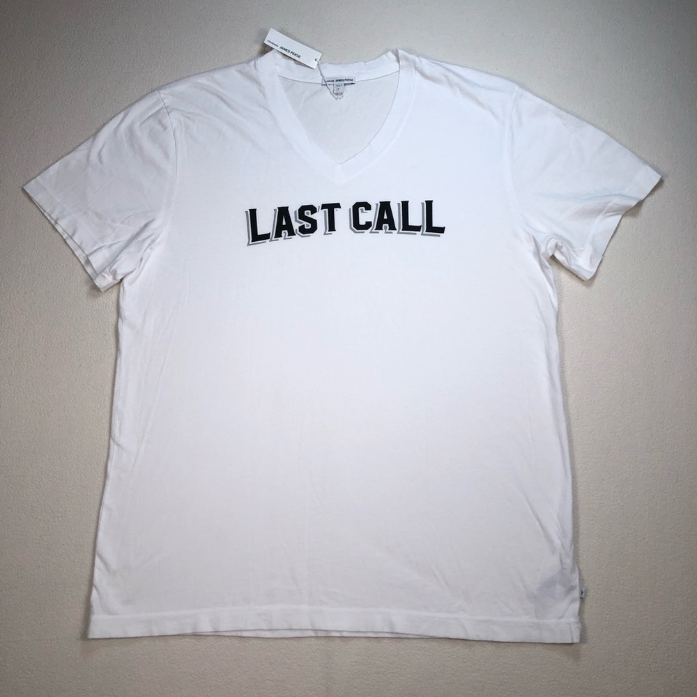NWT‎ James Perse T Shirt Men's 4 White Last Call V Neck Cotton MLJ3352DB